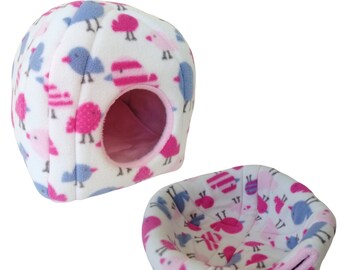 Cosy Rat Cuddle Cave or Cuddle Cup - Cosy Igloo Style Pet Bed for Rats, other Small Pets - Bird Pattern - Removable Waterproof Base Insert