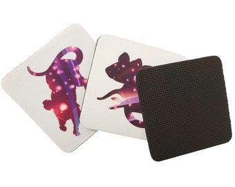 Galaxy Rat Design Coaster for Mugs, Cups and More! - 9 cm x 9cm Square Coaster
