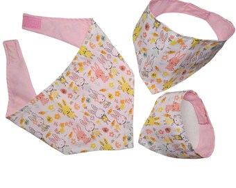 Reversible Bunny Dog or Cat Bandana - Around the Neck Bandana - Dog or Cat Neckerchief - Small - Medium - Large - Easter