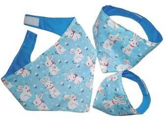 Reversible Bunny, Rabbit Dog or Cat Bandana - Around the Neck Bandana - Dog or Cat Neckerchief - Small - Medium - Large -Easter