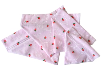 Over the Collar Strawberry & Hearts Patterned Dog or Cat Bandanas  -NEW DESIGN- No need to remove collar - Easy to fit on pet collars XS - L