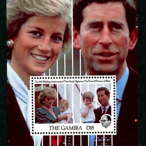 GAMBIA 1089, 1991 Charles and Diana 10th Wedding Anniversary, MNH (ET0215)