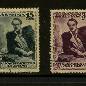 Russia 850-51, 1941 Mikhail Lermontov, VF, Used, (ET284)