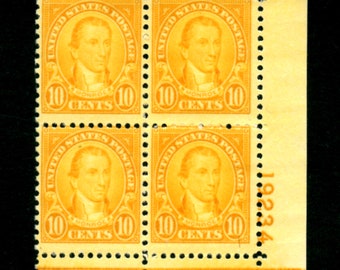 United States 642, 1927 10c Monroe, LR PBof4, Rotary Press, MNH, (ET0183)