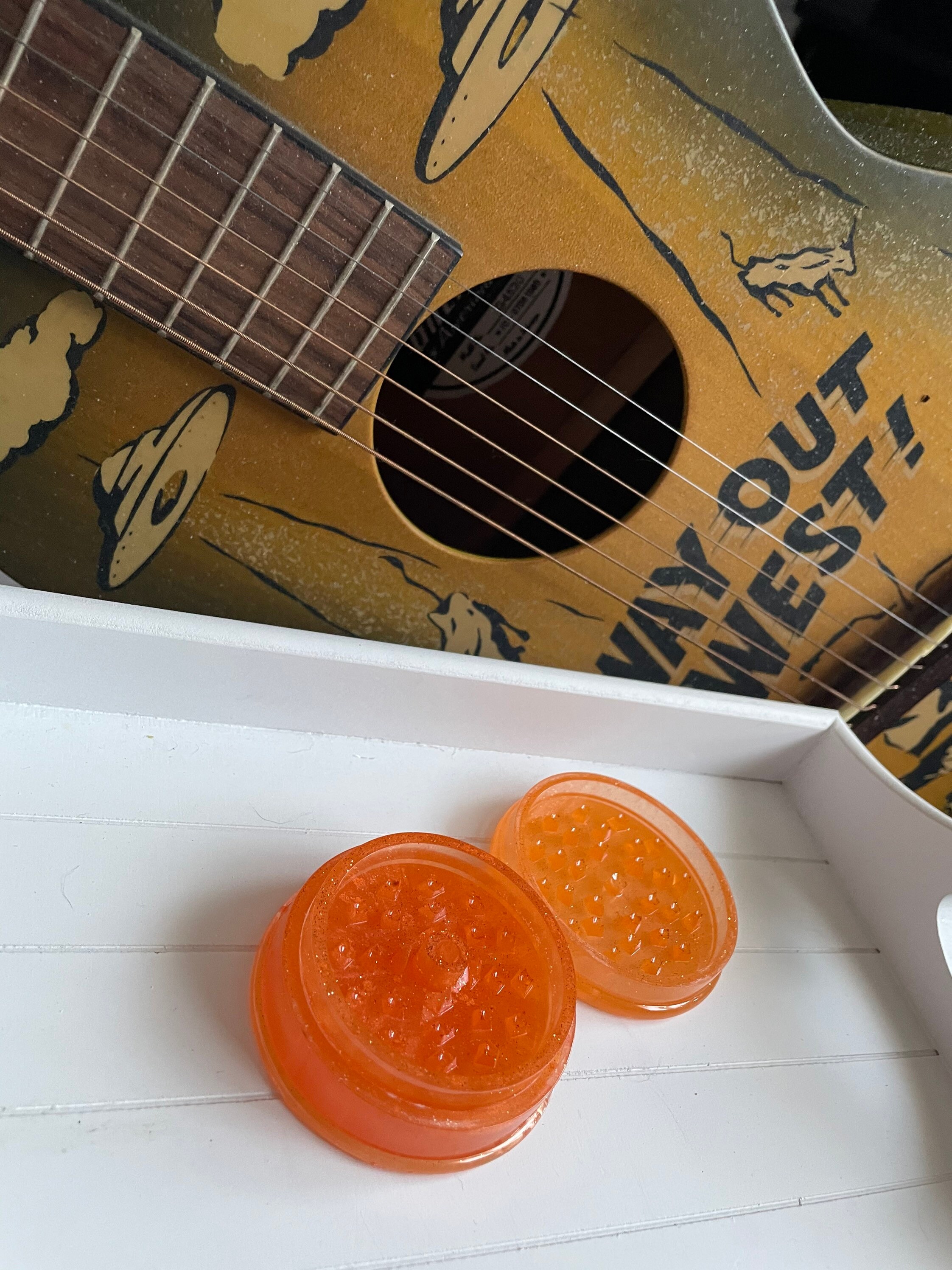 Handmade Resin Herb Grinder in bold orange Etsy