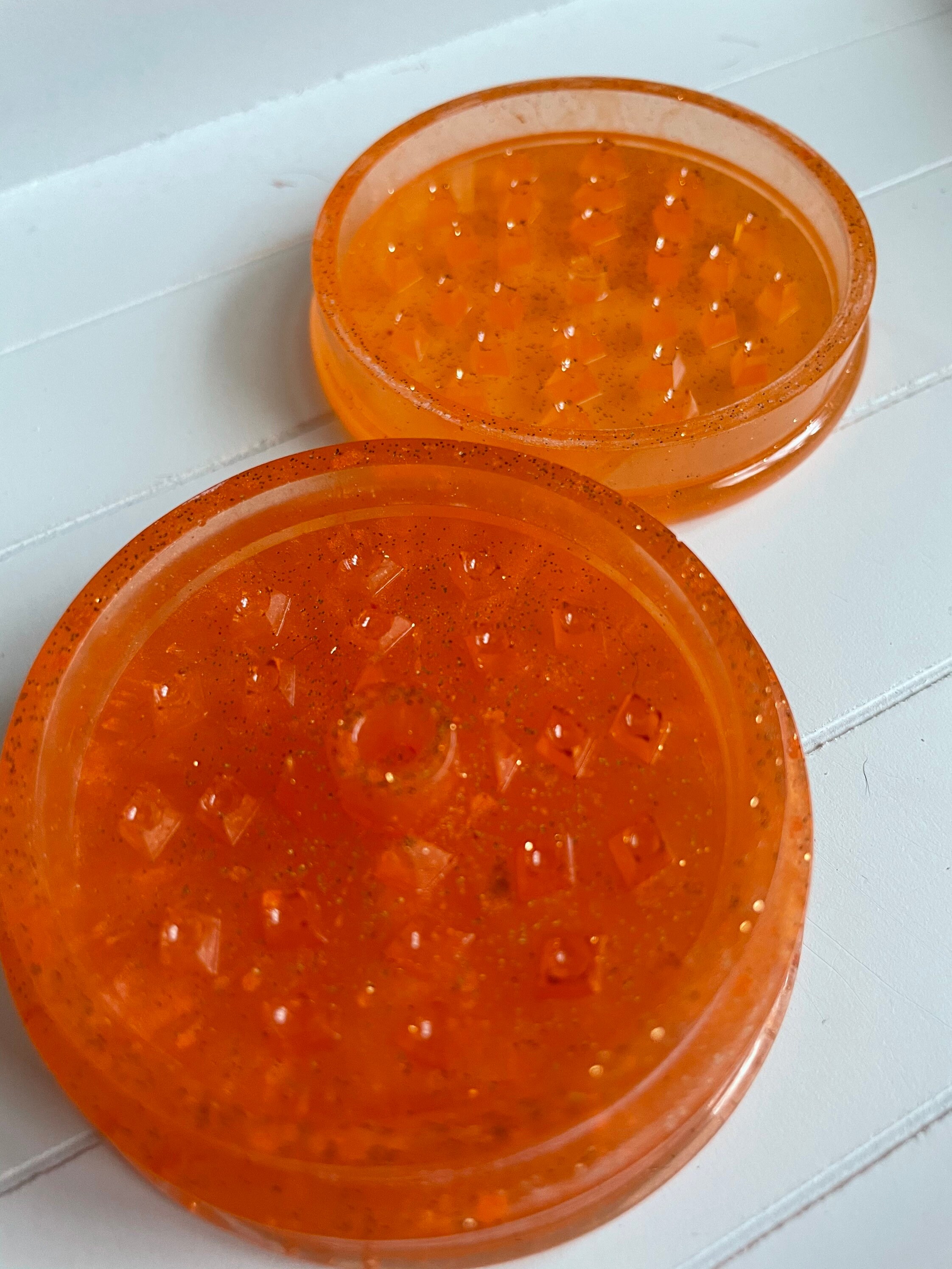 Handmade Resin Herb Grinder in bold orange Etsy