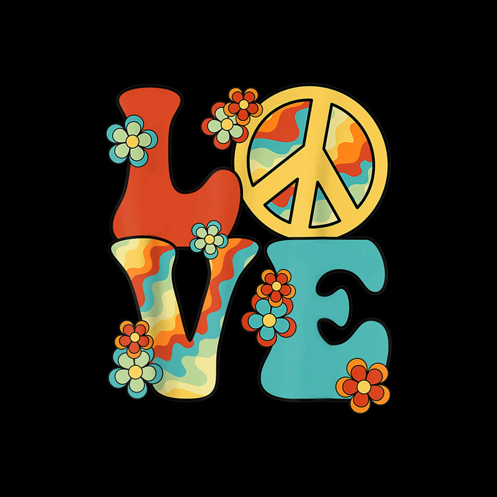 Peace Sign Love 60s 70s Costume Groovy Hippie Theme Party DIGITAL PNG ...