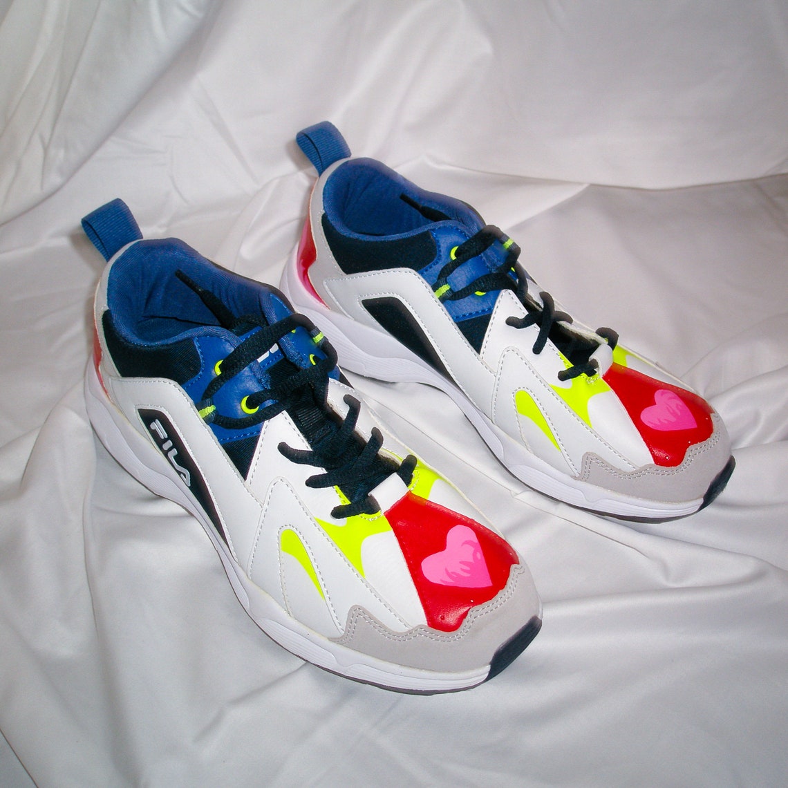 Custom FILA Sneakers Hand painted color block flames and Etsy