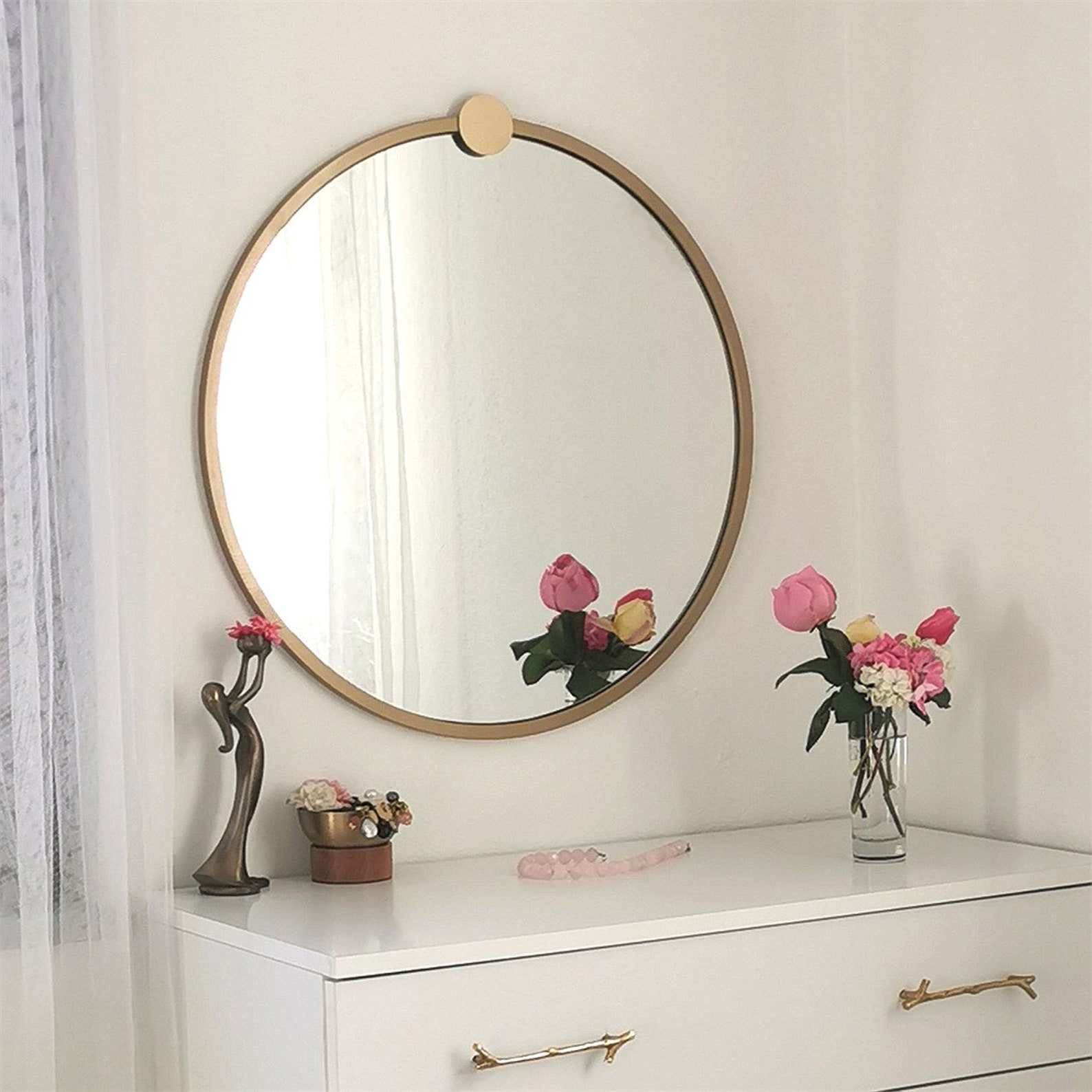 Gold Round Wall Mirror Modern Mirror Entryway Mirror Etsy