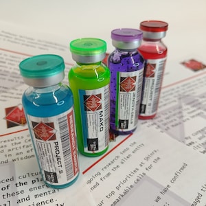 Handcrafted Final Fantasy VII Vial Set: Mako, Jenova Cells, Project S, Project G