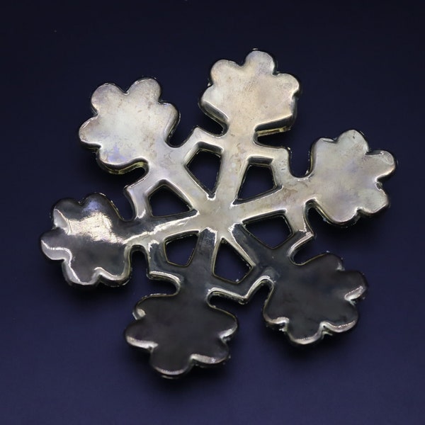 Vintage Snowflake Candle Holder 5", Brass Christmas Snowflake Trivet