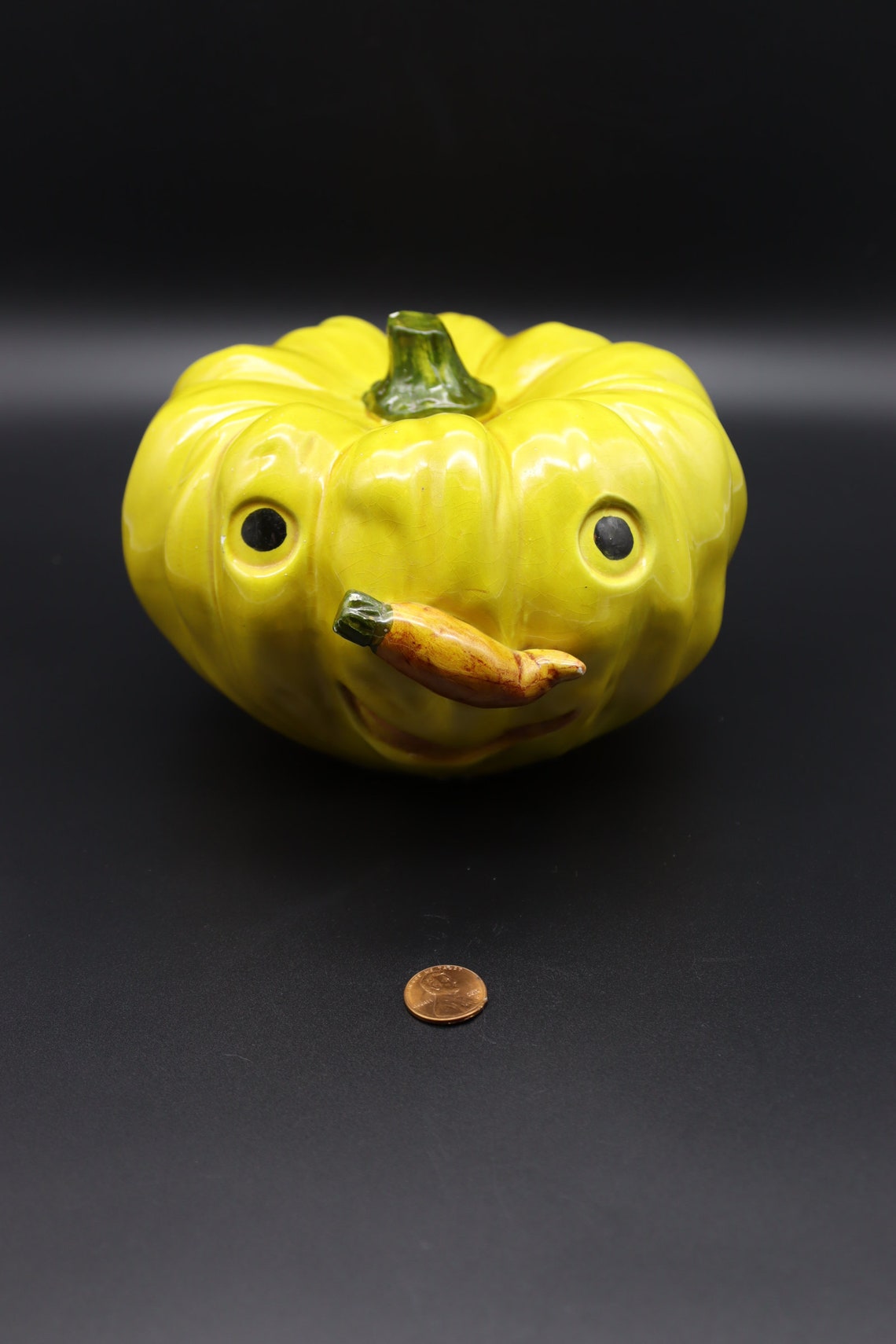 Vintage Ceramic Pumpkin Piggy Bank Italian Pumpkin Coin Bank Etsy