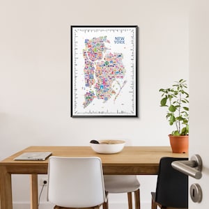 Iconic NYC 5 Boroughs Map Poster: Colorful New York City Wall Art Print ...
