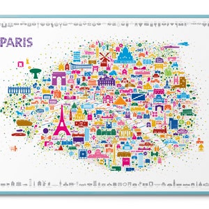 Paris Map Modernes Poster Druck für Wohnzimmer Schlafzimmer Büro und Küche | Vintage Designer Frankreich Kunstwerk | Ästhetische Wohnkultur Wandkunst
