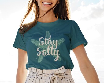 Beach T-Shirt Vacation Tee Salty Life Tee for Beach Bums Summer Vacay Shirt Ocean Funny Tees and Tops for Women Stay Salty Tshirt