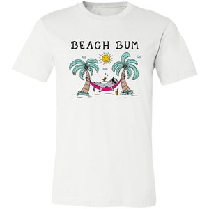 Beach Bum T-Shirt Unisex Tee Beach Life Summer Vacation Shirt Plus Size Beach Tee Cat Mom Cat Lover Gift Cute Cat Tropical Hawaiian Shirt White