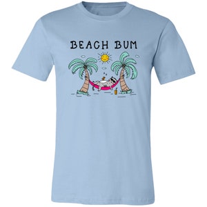 Beach Bum T-Shirt Unisex Tee Beach Life Summer Vacation Shirt Plus Size Beach Tee Cat Mom Cat Lover Gift Cute Cat Tropical Hawaiian Shirt Light Blue