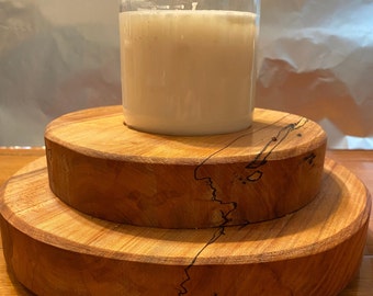 Handmade Wooden Center Piece with Customizable Candle