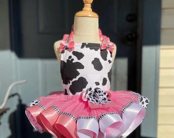 Cow Print Tutu Set