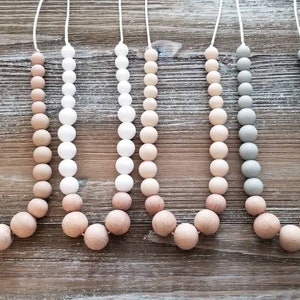 The Janie nursing necklace,  silicone bead necklace, sensory necklace, neutral necklace, lightweight necklace