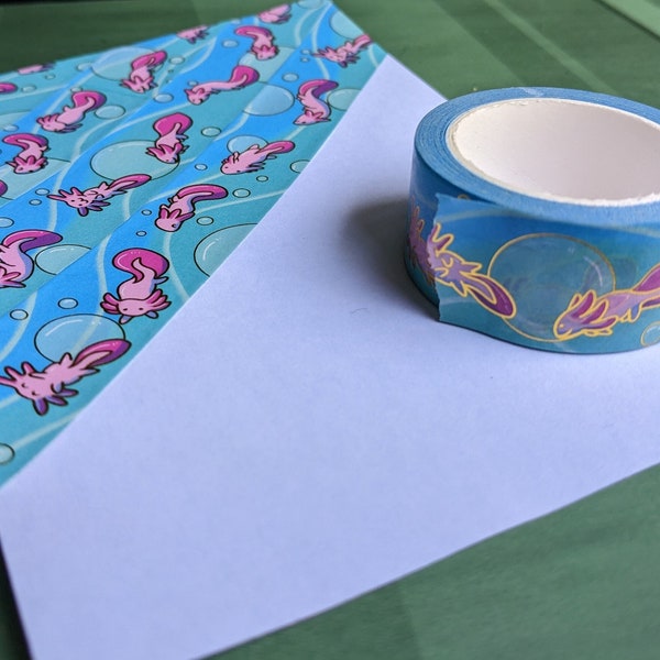 Twirling Lotls - Goldfolie Axolotl Washi Tape