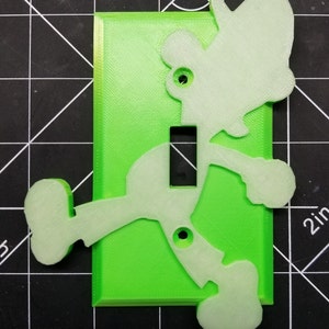 Luigi Silhouette #1, Light Switch Cover ,Flip toggle , Glow in the Dark . Kids room.