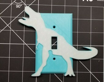 T-Rex Dinosaur #2, Light Switch Cover ,Flip toggle , Glow in the Dark . Kids room.