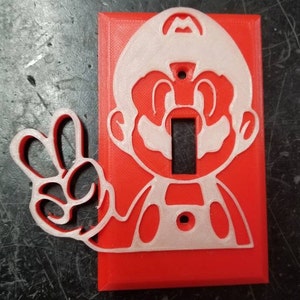 Mario Silhouette #4, Light Switch Cover ,Flip toggle , Glow in the Dark . Kids room.