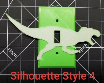 T-Rex Dinosaur #4, Light Switch Cover ,Flip toggle , Glow in the Dark . Kids room.