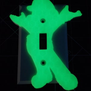 Mario Silhouette #1, Light Switch Cover ,Flip toggle , Glow in the Dark . Kids room.