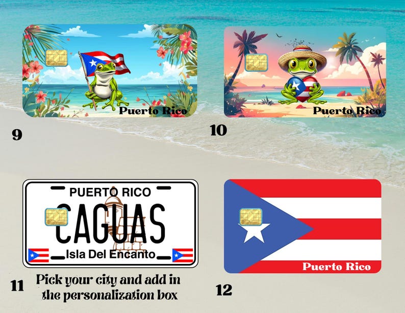 Credit card skin / Debit card decal / Custom sticker Puerto Rico ,cherry , cartoons image 4