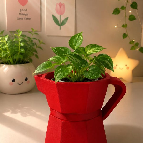Greka Pot Planter | Puerto Rico Inspired Geometric Coffee Pot Home Decor