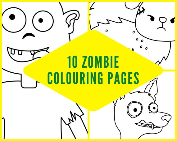 10 Printable Zombie Colouring Pages for Kids Zombie Craft | Etsy