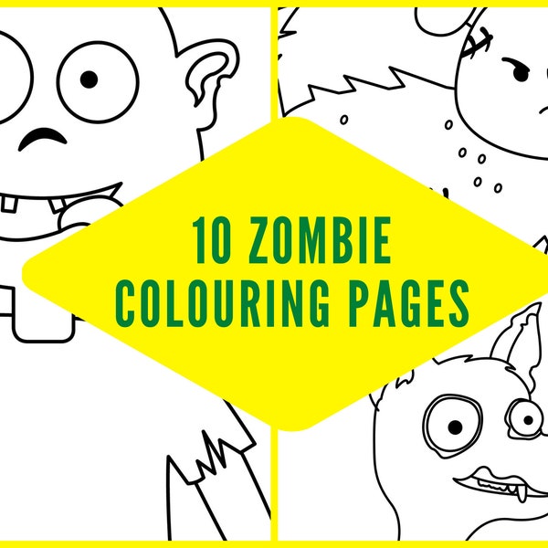 Zombie Invasion: 10 Printable Colouring Pages for Kids