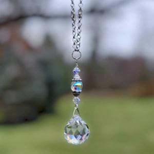 Crystal Suncatcher, Beaded Suncatcher, Swarovski Beaded Suncatcher, Car Suncatcher, Car Charm, Rainbow Maker, Hanging Crystal Prism