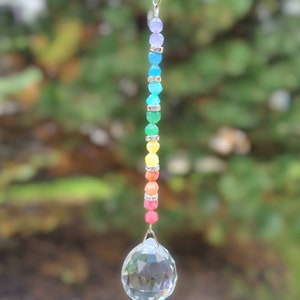 Chakra Beaded Crystal Suncatcher•Agate Stone Sun Catcher•Rainbow Maker•Hanging Crystal Prism•Agate Home Decor•Window Crystal Ornament