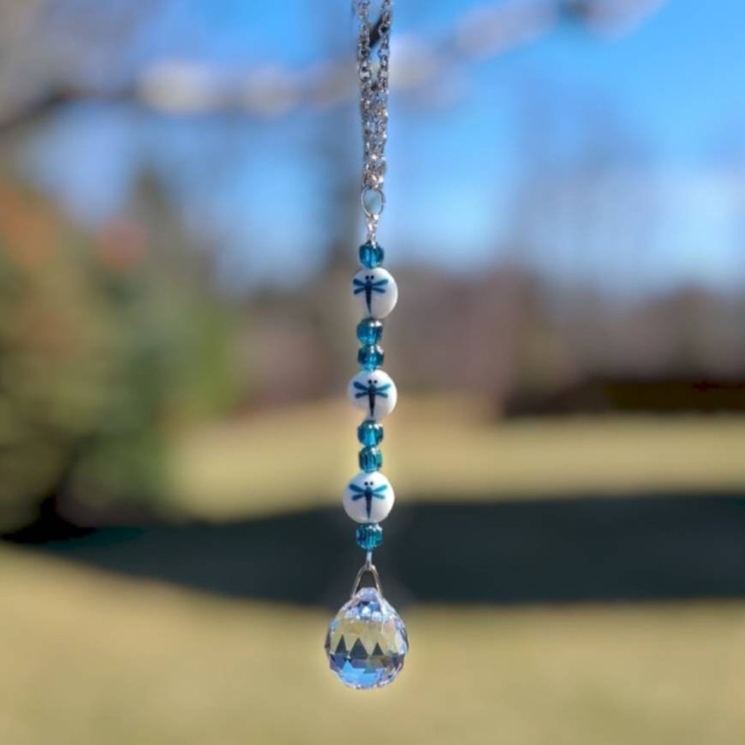Crystal Suncatcher Car Suncatcher Car Charm Dragonfly Sun Etsy