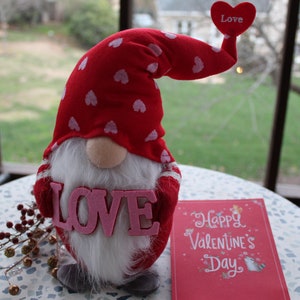 Valentine Gnome, Large Valentine gnome, gift for mom gift for her, happy birthday present for her, happy birthday gift for her