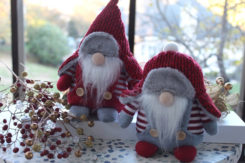 Pair of Gnomes - Winter Gnome - Gift -  Nordic Standing Gnome -  Christmas Decorations - Holiday Gift - Christmas Gift 