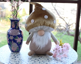 Large Mushroom Gnome: Handmade Spring Decor