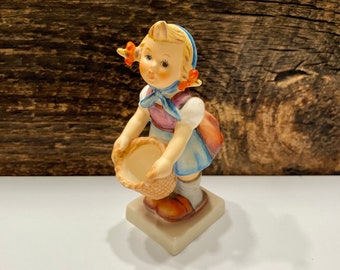 Vintage 1970s 'Little Helper' Hummel Figurine, 73 Hummel, Vintage Hummel Statue, Collectible Girl Figurine, Girl with Basket Figurine