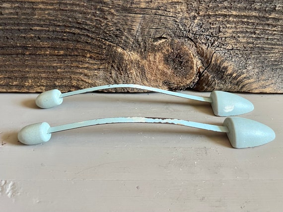 Vintage Shoe Trees, Light Blue Wood & Metal Shoe … - image 3