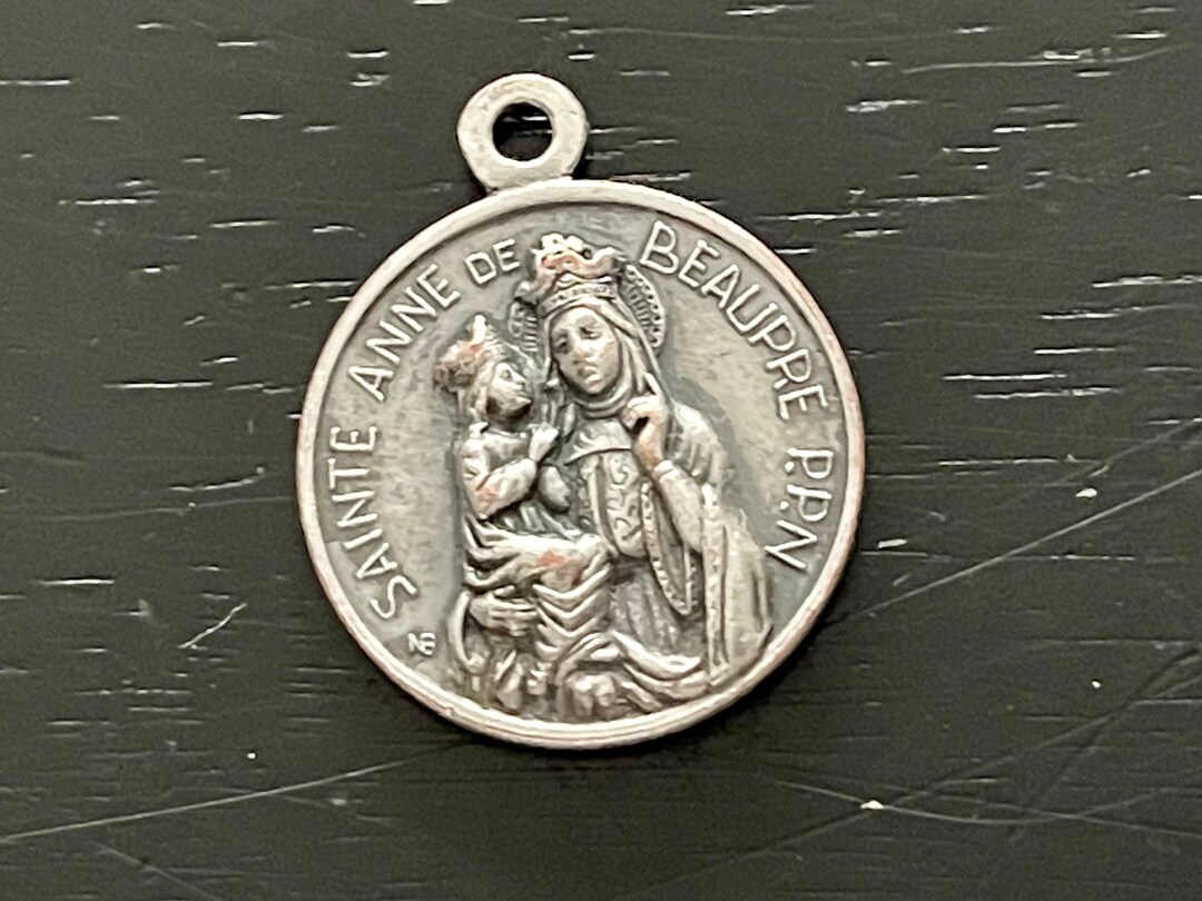 Vintage Silver Sainte Anne De Beaupre PPN Religious Medal, Vintage St