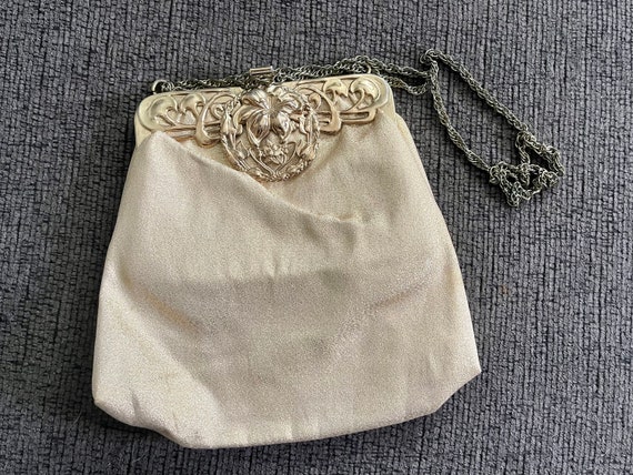 Vintage Gold Lame Purse, Gold Metal Floral Clasp,… - image 2