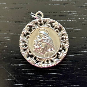 Vintage Ornate Sterling Silver St Christopher Medal: Patron Saint of Travelers