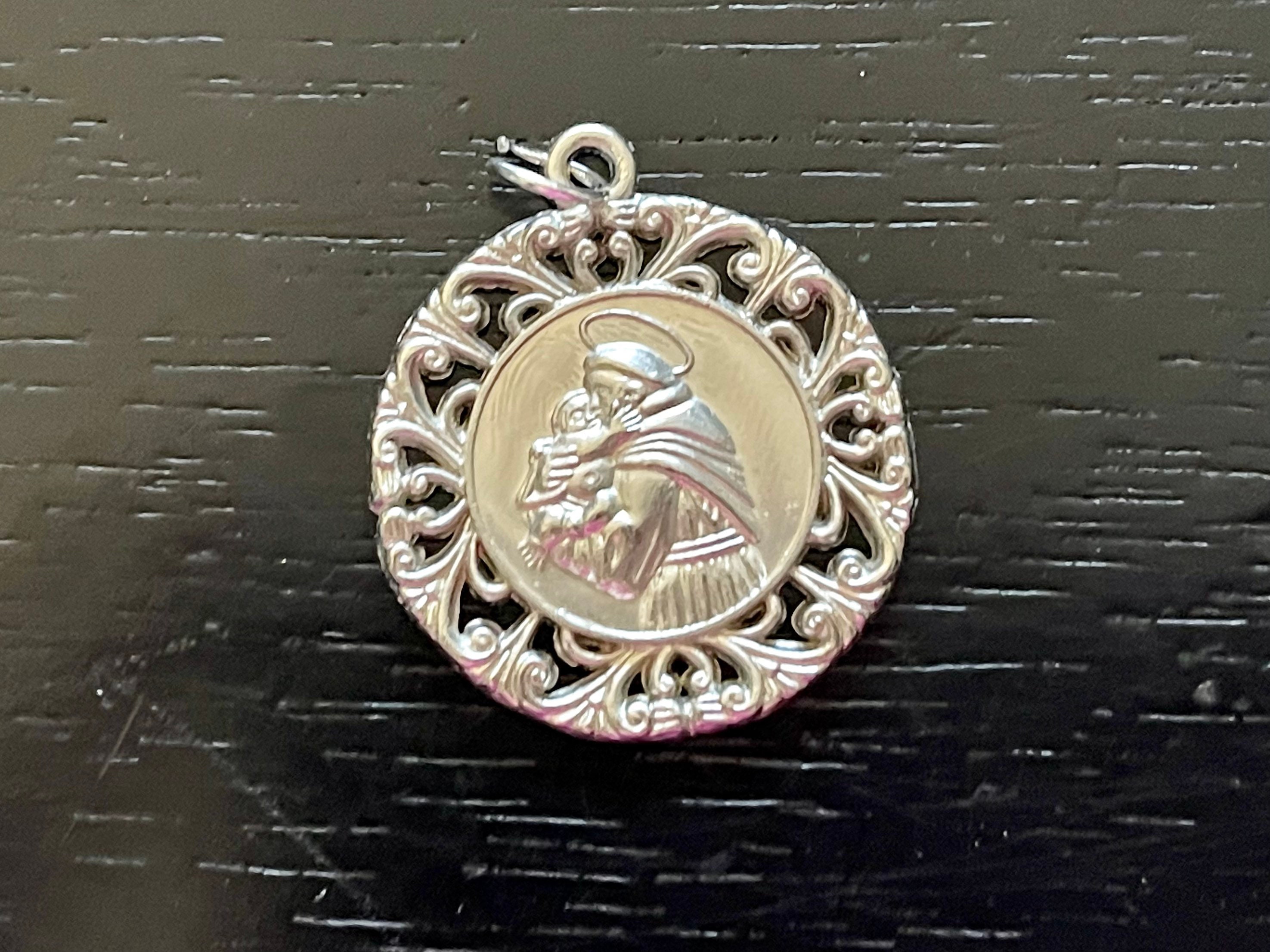 Vintage Ornate St Christopher Religious Large Medal, Saint Christopher Protect Us Medal, Patron Saint of Travelers, Vintage Catholic Medal