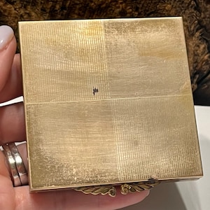 Vintage Volupte Mirror Compact, Geometric Pattern Gold Tone Compact, Empty Powder Compact, Vintage Vanity, Made in USA