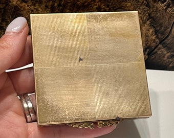 Vintage Volupte Mirror Compact, Geometric Pattern Gold Tone Compact, Empty Powder Compact, Vintage Vanity, Made in USA
