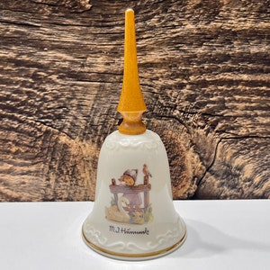 Vintage M J Hummel Bell, Bell Collectible, Feathered Friends, Girl over Fence with Swan and Ducks, 1970&#39;s Hummel, Made in Germany