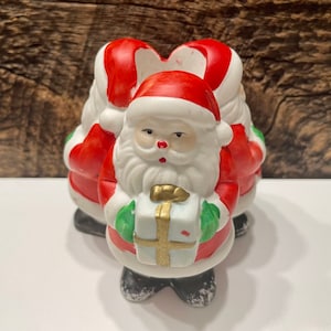 Vintage Santa Candle Holder, Taper Candle Holder, Vintage Santa Candle Holder, Santa Decor, Vintage Christmas Decor, Made in Taiwan